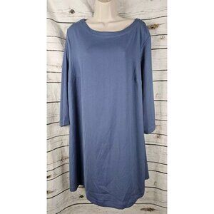 J Jill Wearever Collection Blue Tunic Top XL Easy Care Crinkle Long Side Slits